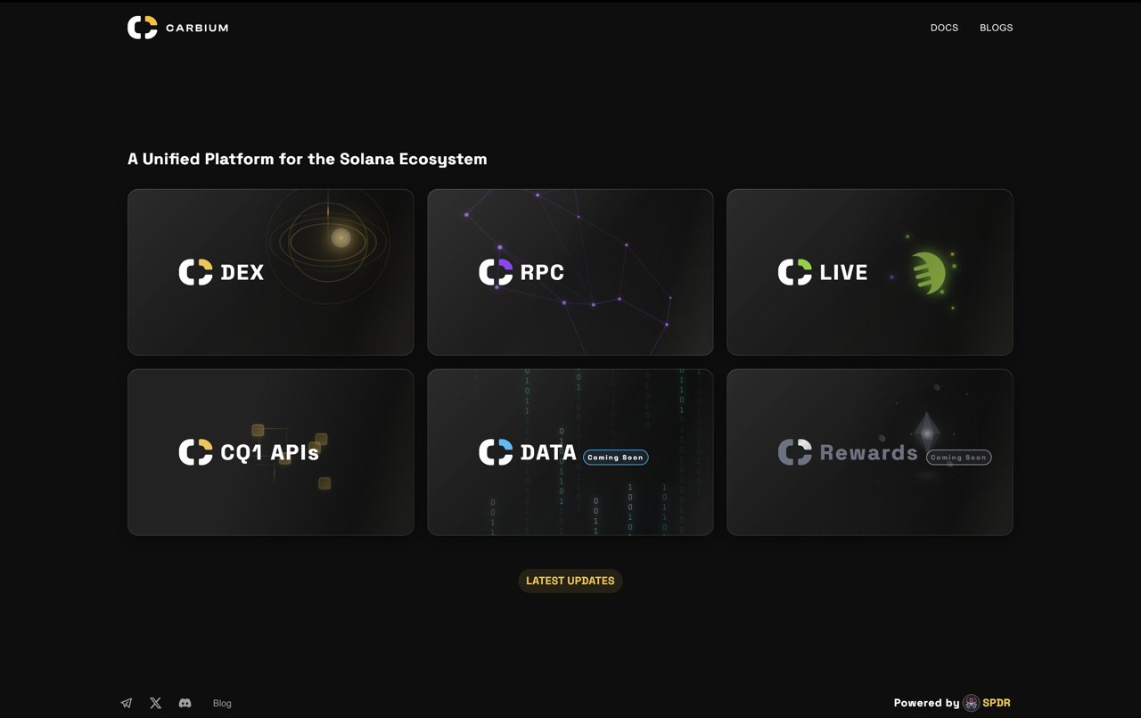 carbium.io: sivuston esikatselu