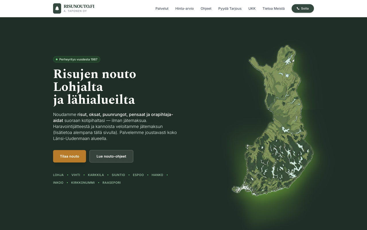 risunouto.fi: sivuston esikatselu